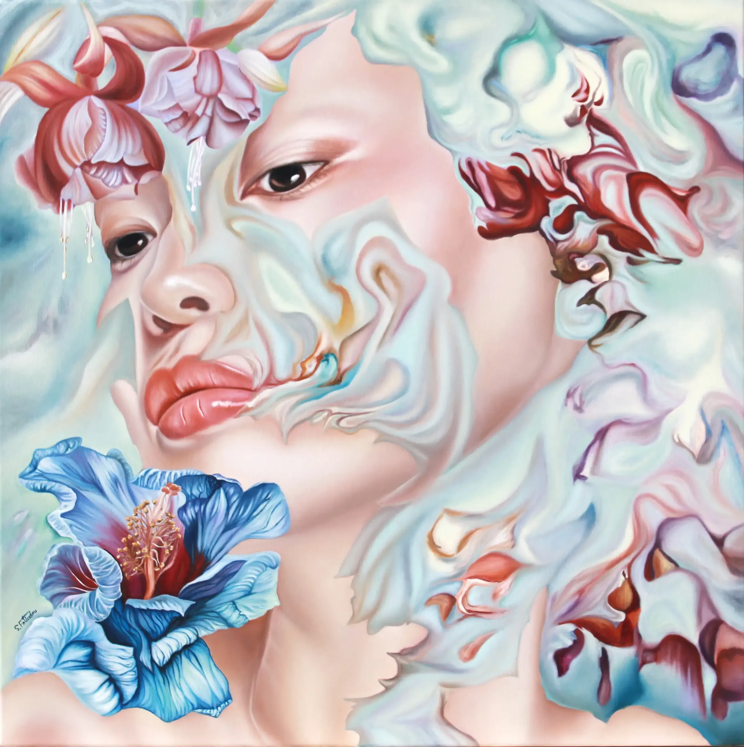 Blooming Silence, 90x90cm, oil on canvas.JPG
